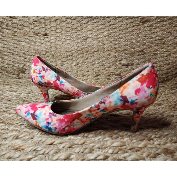LifeStride Multicolor Floral Heels Pumps Spring Summer Wedding Size 7.5 M - Picture 7 of 11